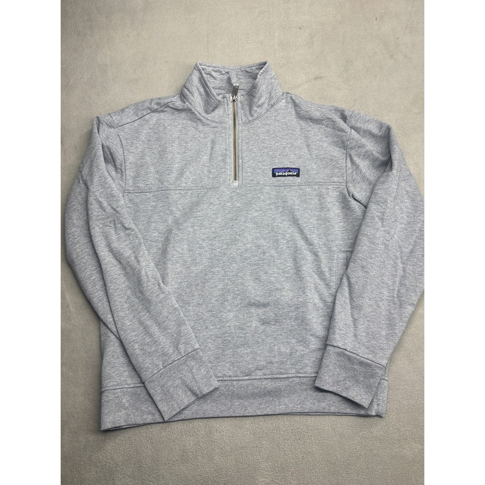 Patagonia Womens Cotton Ahnya Quarter Zip Sweatshirt Salt Grey XS